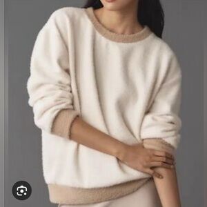 Maeve Anthropologie Cozy ringer Cream and Tan Knitwear